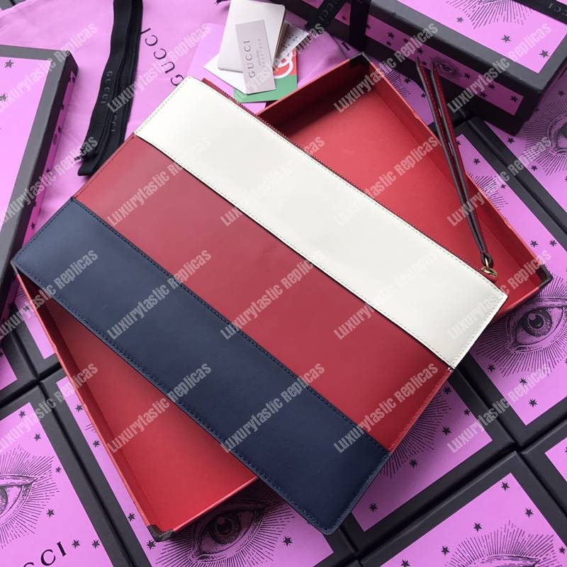 G*u*i bee leather pouch bag white/pink/red