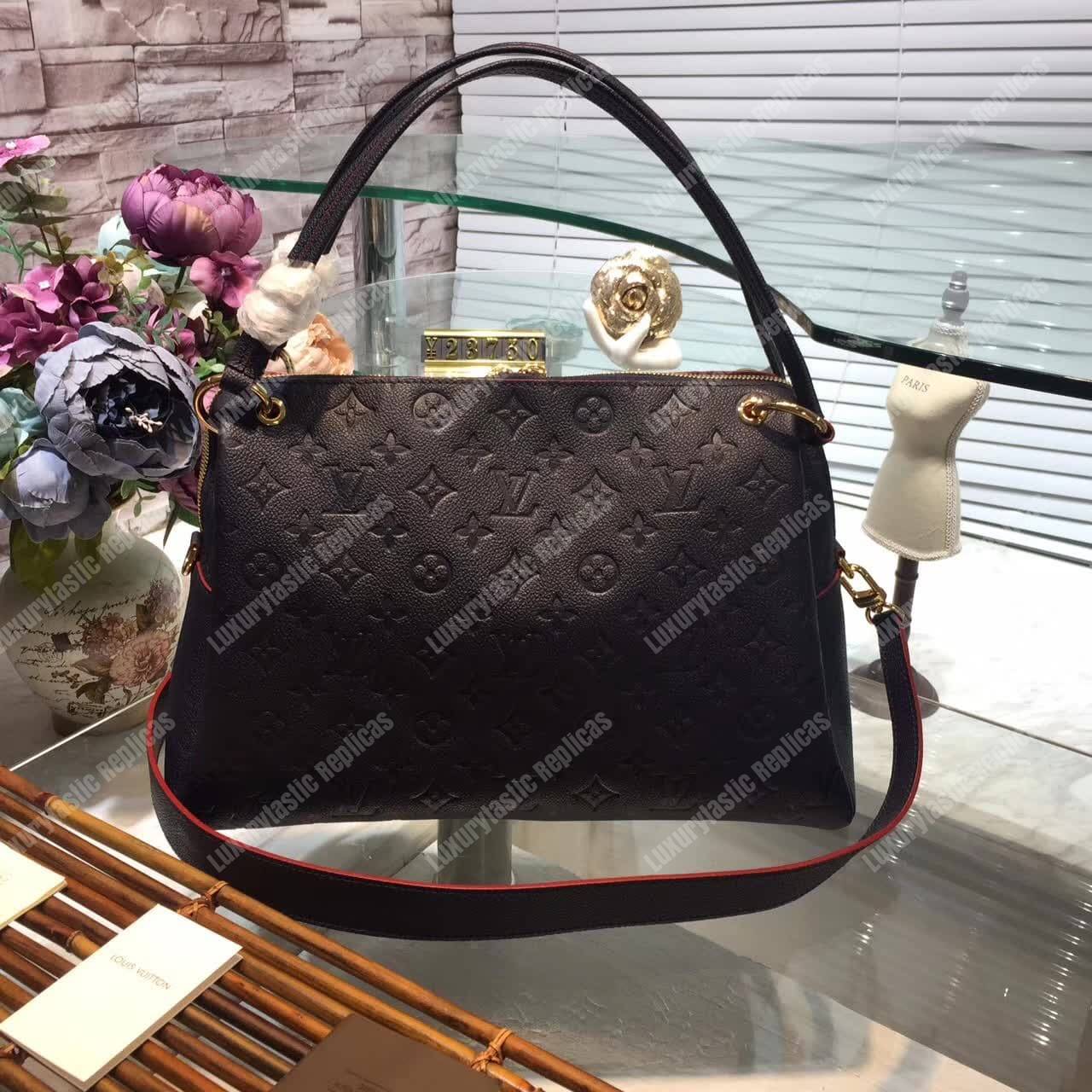 LV Ponthieu PM Monogram Empreinte Leather Marine Rouge