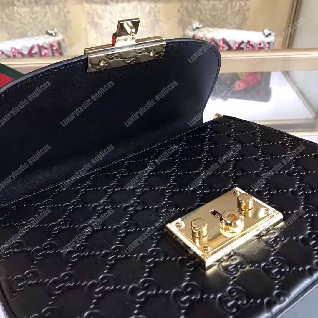 G*u*i padlock medium gg signature shoulder bag black