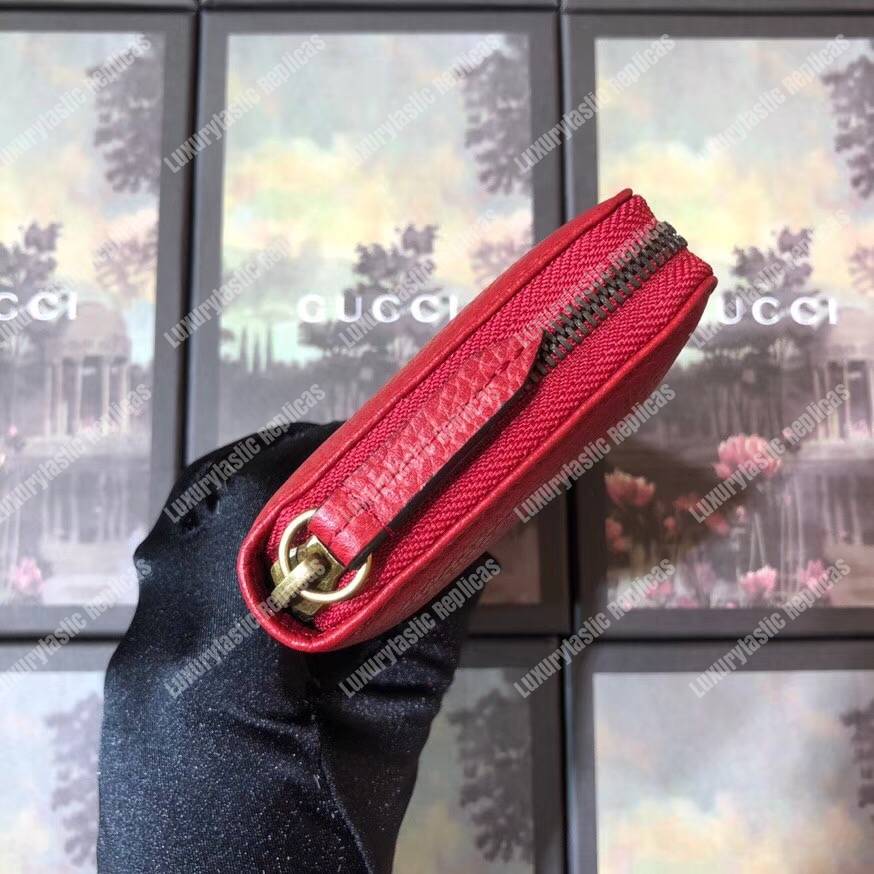 G*u*i garden leather zip around wallet red with bat