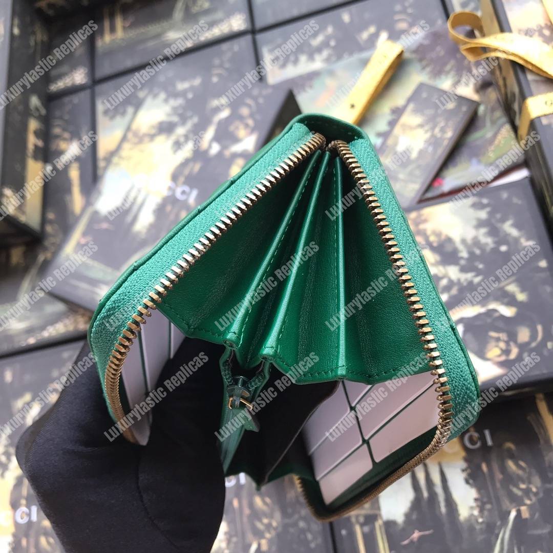 G*u*i gg marmont zip around wallet chevron green