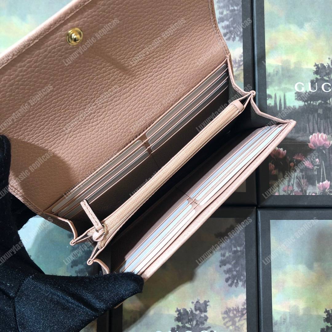 G*u*i light pink gg marmont leather continental wallet small gg metal