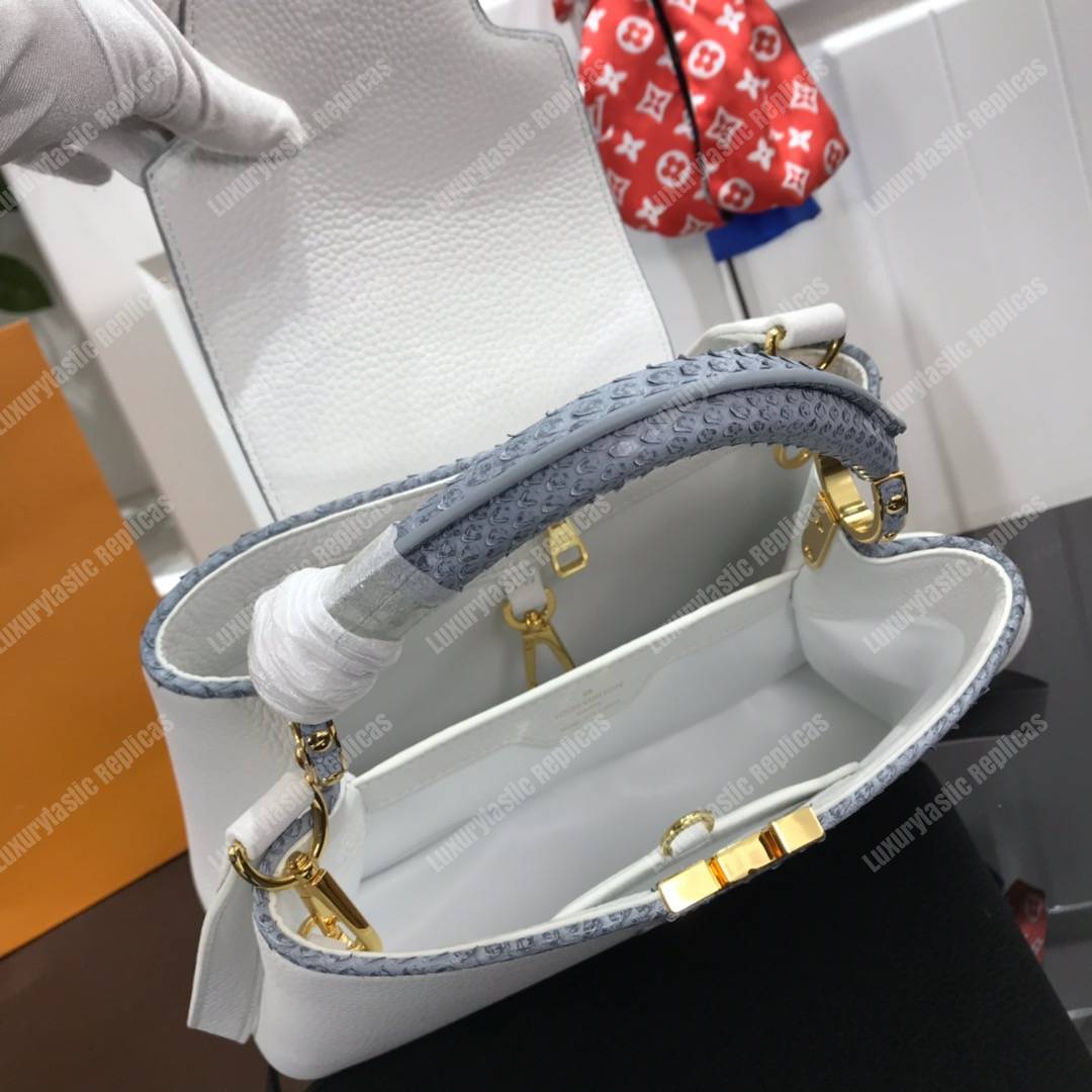 LV Capucines BB Taurillon Python White