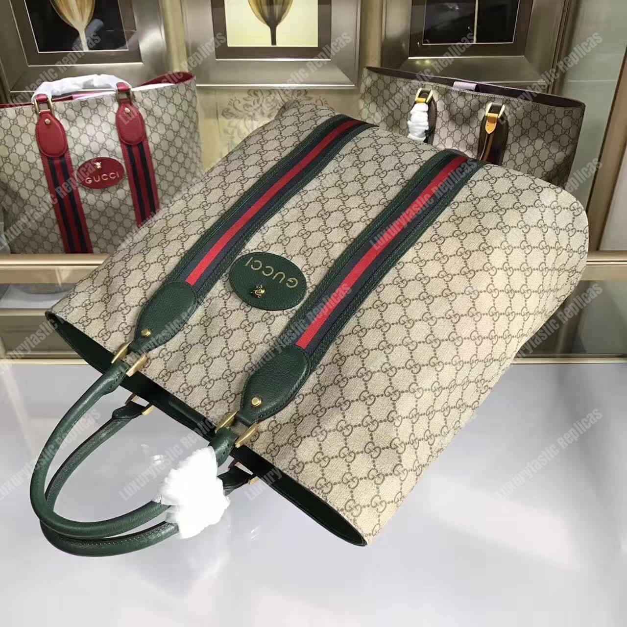 G*u*i gg sup*e tote in beige/green