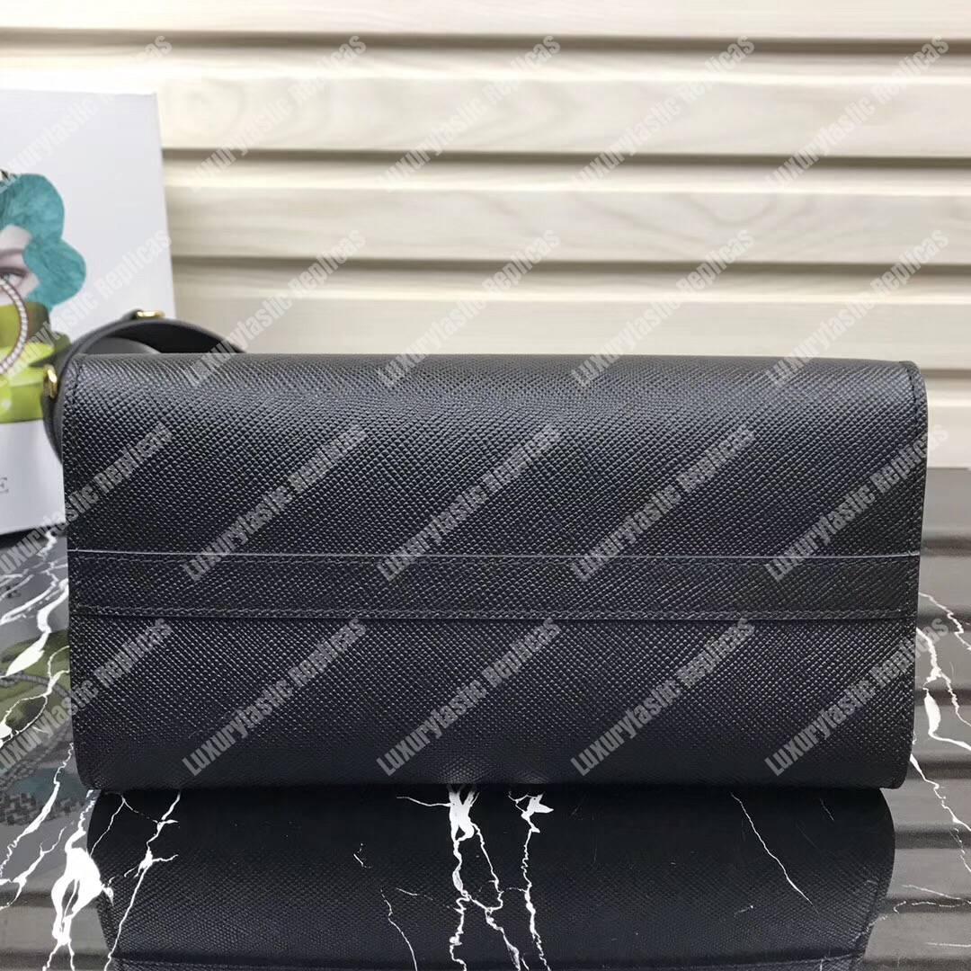 Pra*a monochrome saffiano leather bag black