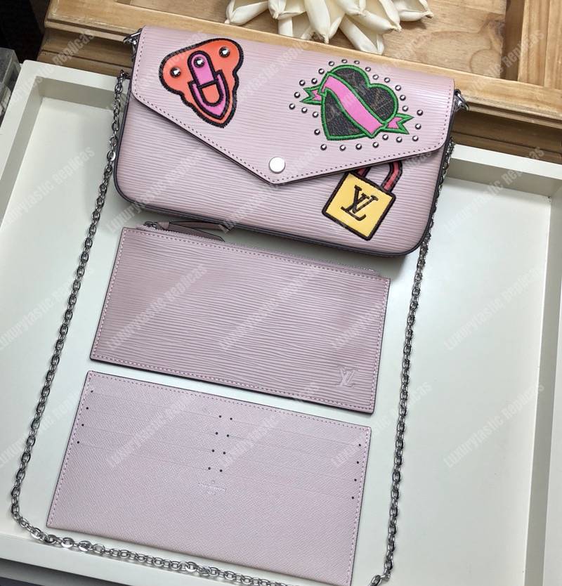 LV Special Edition Pochette Félicie Epi Leather Rose Ballerine