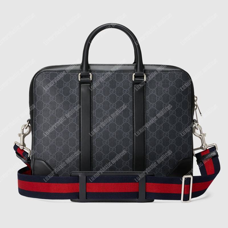 G*u*i gg sup*e briefcase black/grey canvas