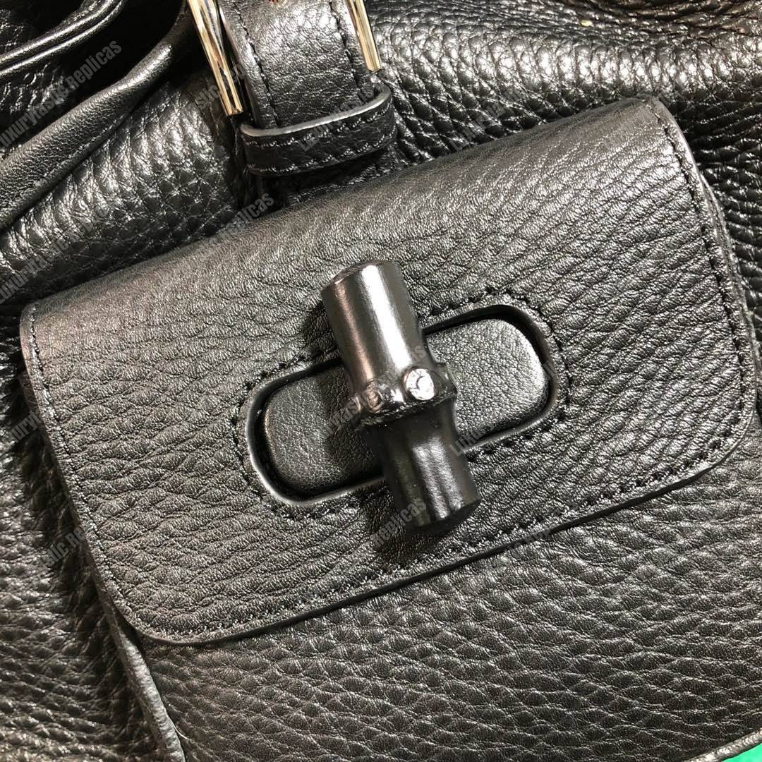 G*u*i leather bamboo tassel mini backpack black