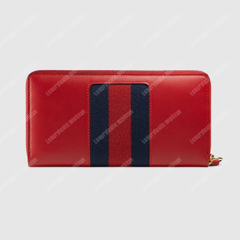 G*u*i sylvie leather zip around wallet hibiscus red