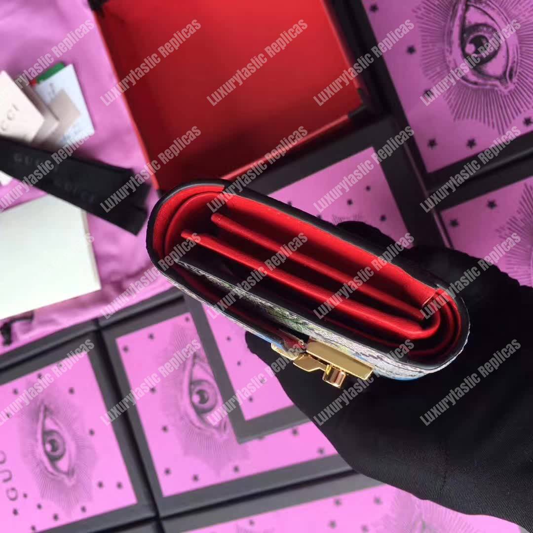 G*u*i gg blooms sup*e padlock wallet blue