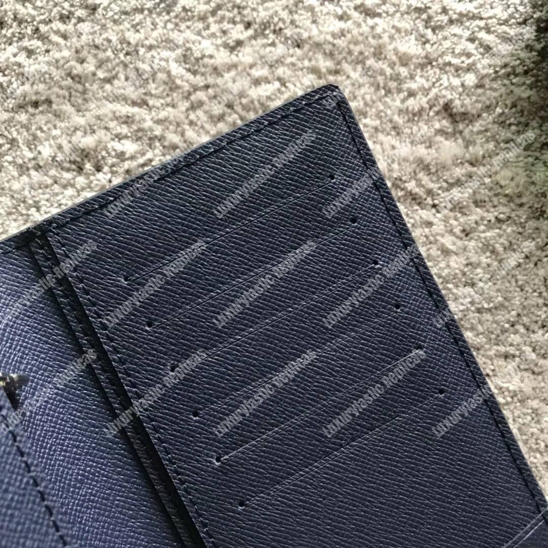 LV Brazza Wallet Taiga Leather Marine Light Blue