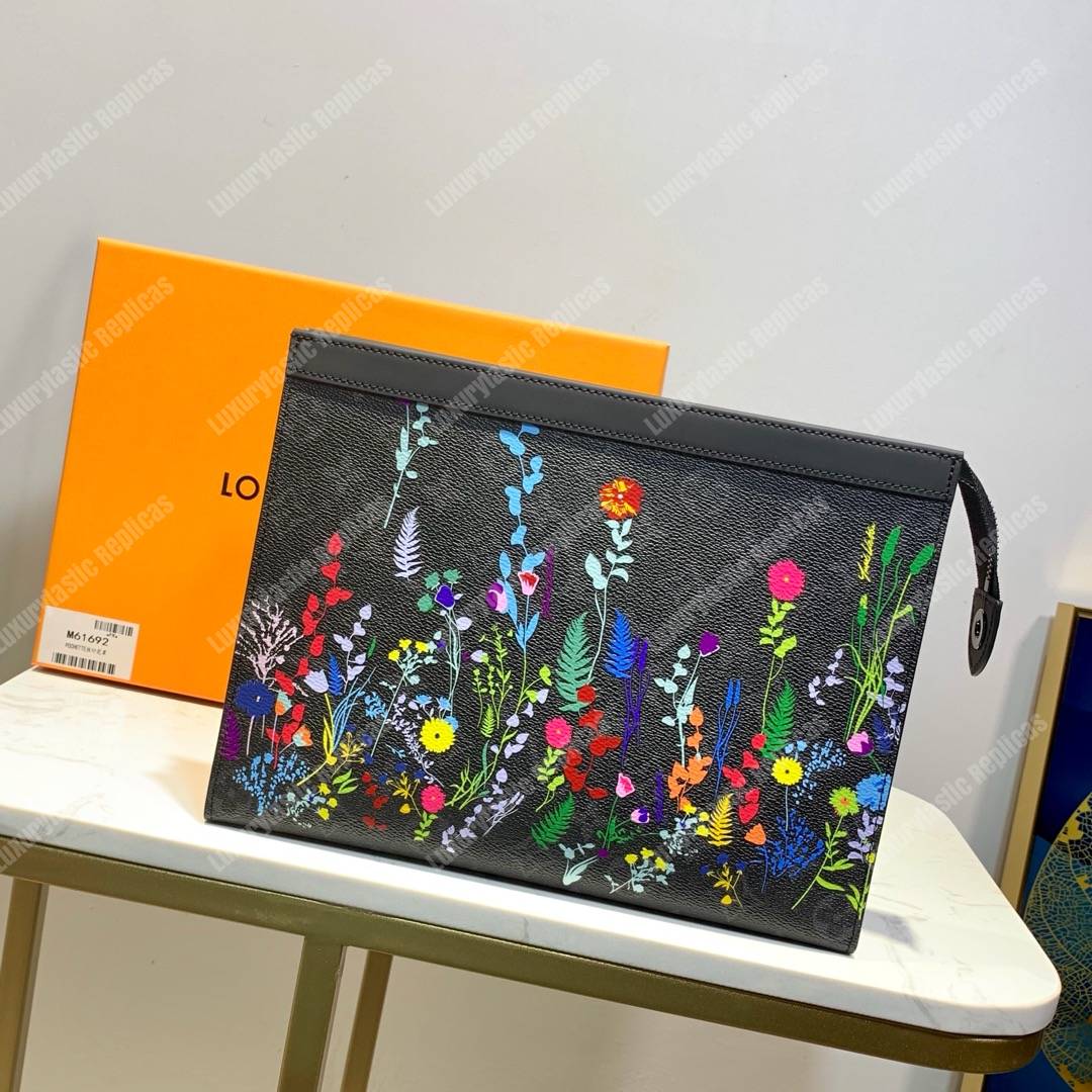 LV Flower Pochette Voyage MM Monogram Eclipse Canvas