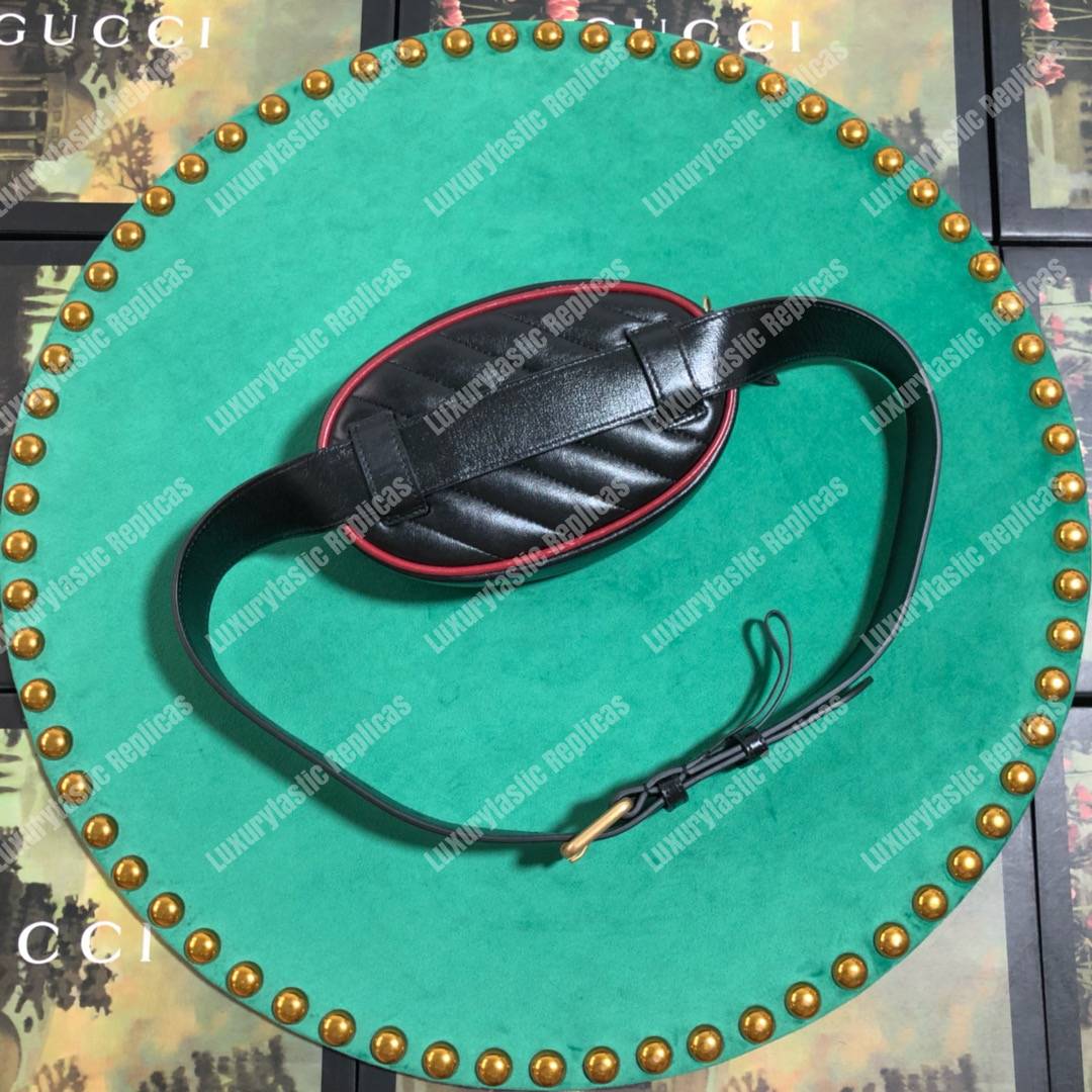 G*u*i gg marmont black cerise matelassé leather belt bag