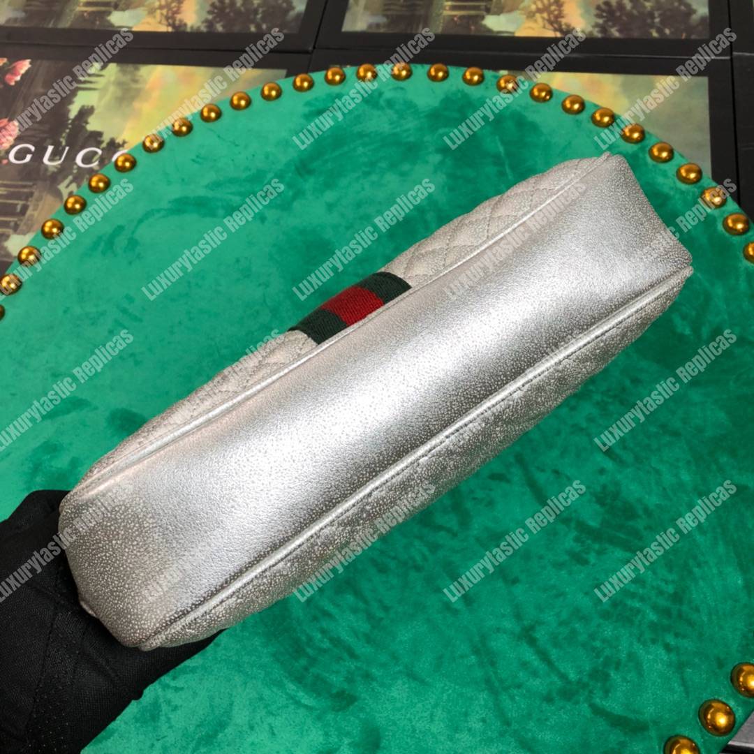 G*u*i quilted leather small shoulder bag silver