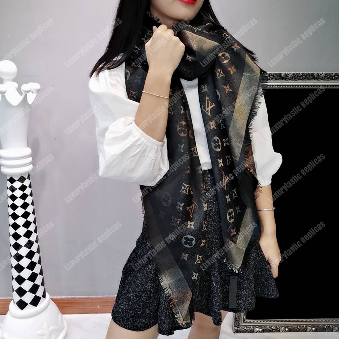LV Monogram Shine Shawl Black