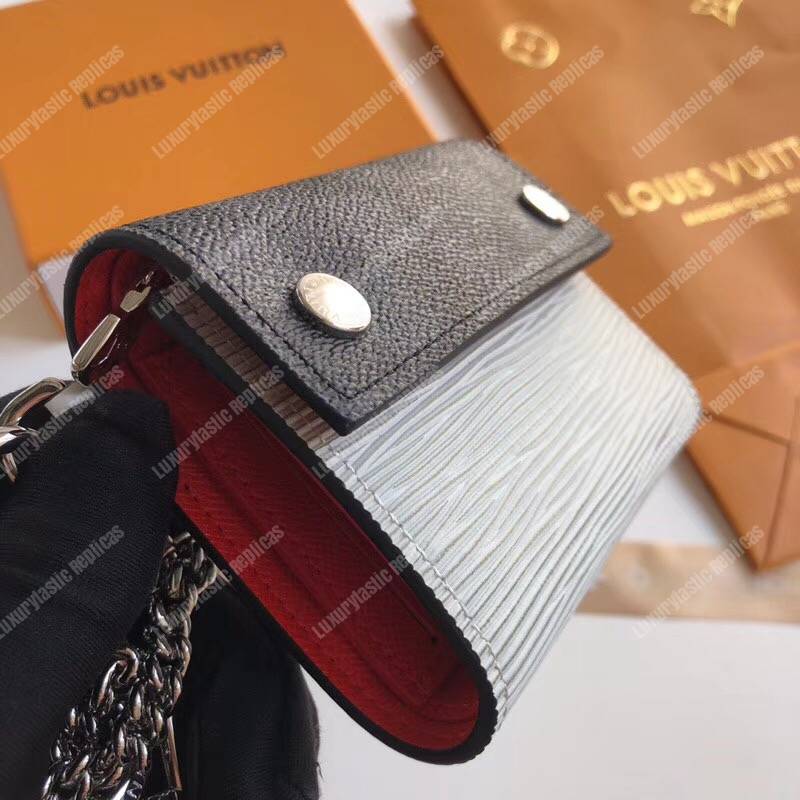 LV Rivets Chain Wallet Damier Graphite Canvas Epi Canvas Red