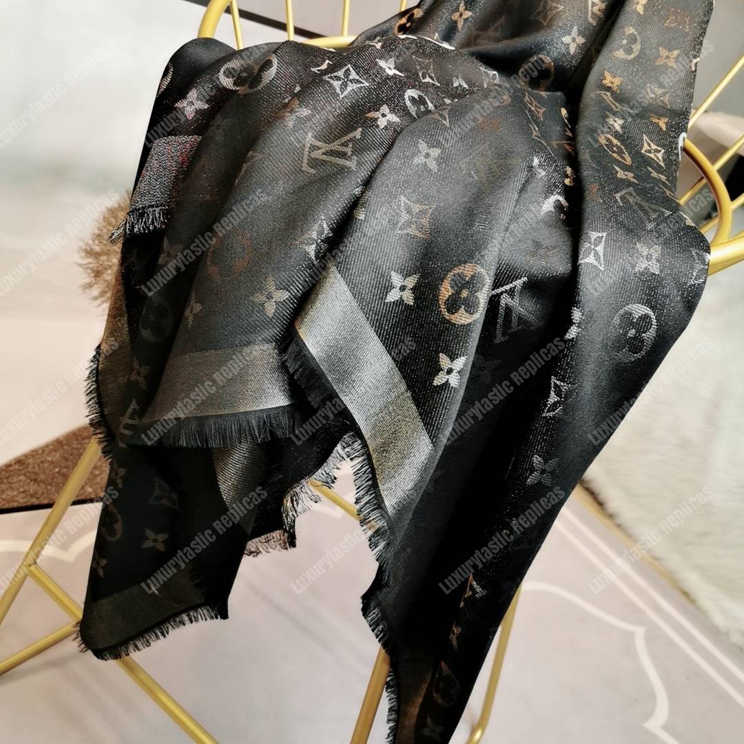 LV Monogram Shine Shawl Black