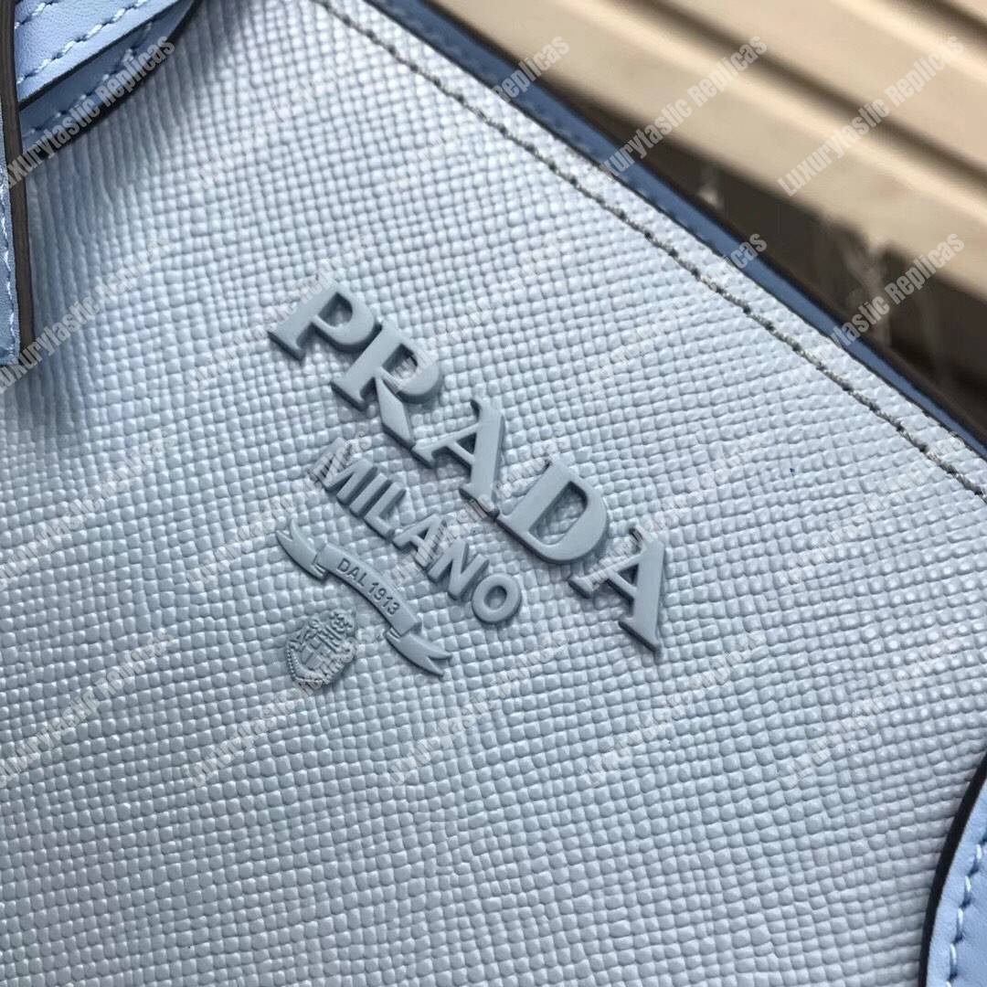 Pra*a monochrome saffiano leather bag light blue