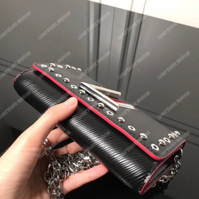 LV Twist Chain Wallet Epi Leather Black