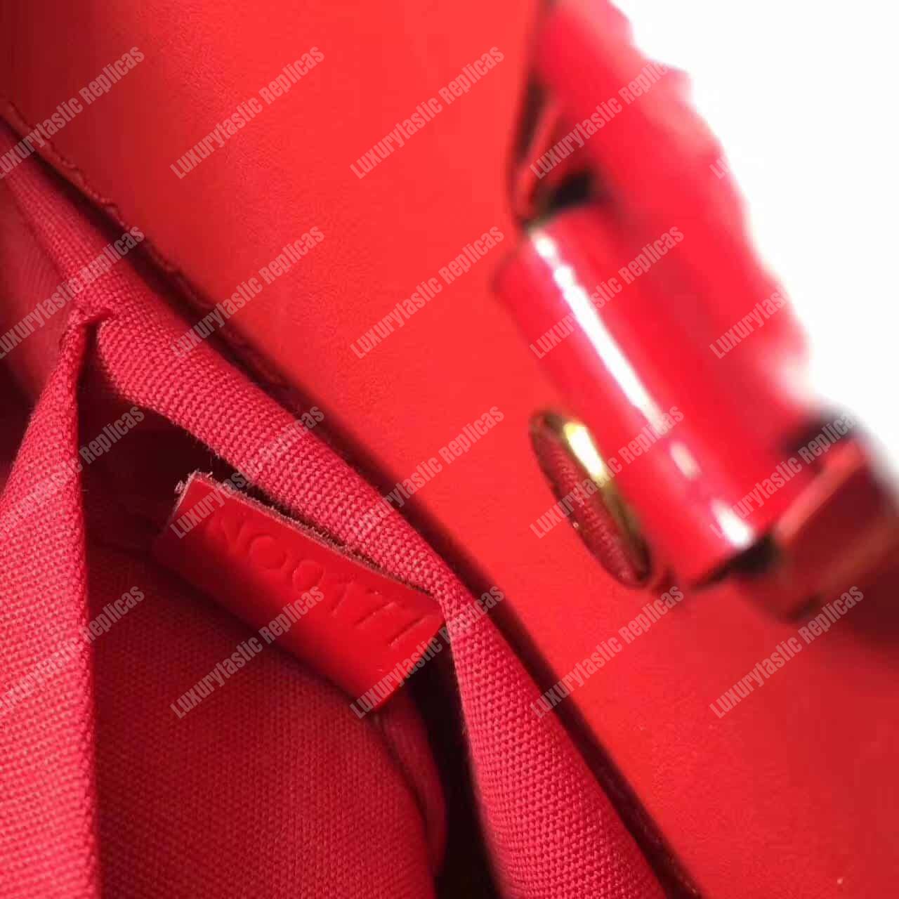 LV Montaigne MM Tote Bag Monogram Vernis Red