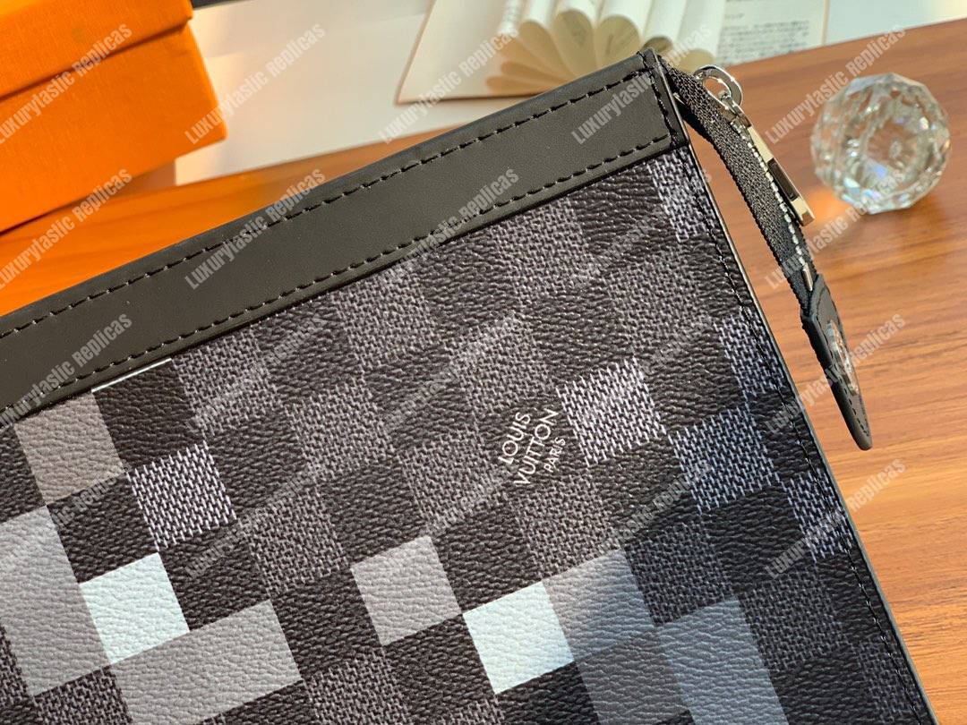 LV Pochette Voyage MM Pixel Monogram Gray