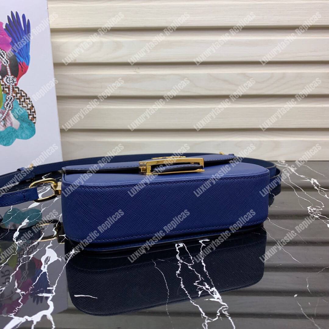 Pra*a emblème saffiano leather bag blue