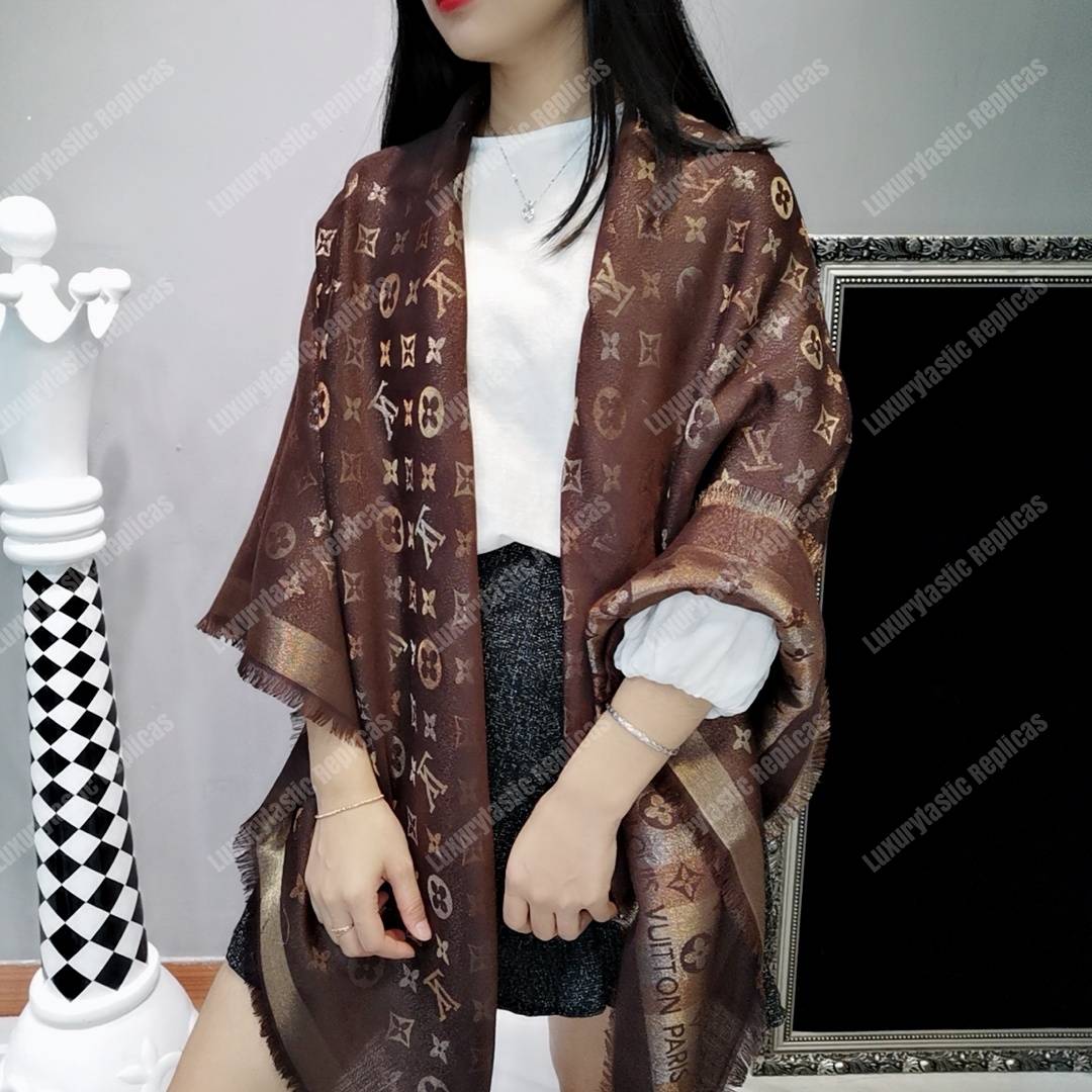 LV Monogram Shine Shawl Brown
