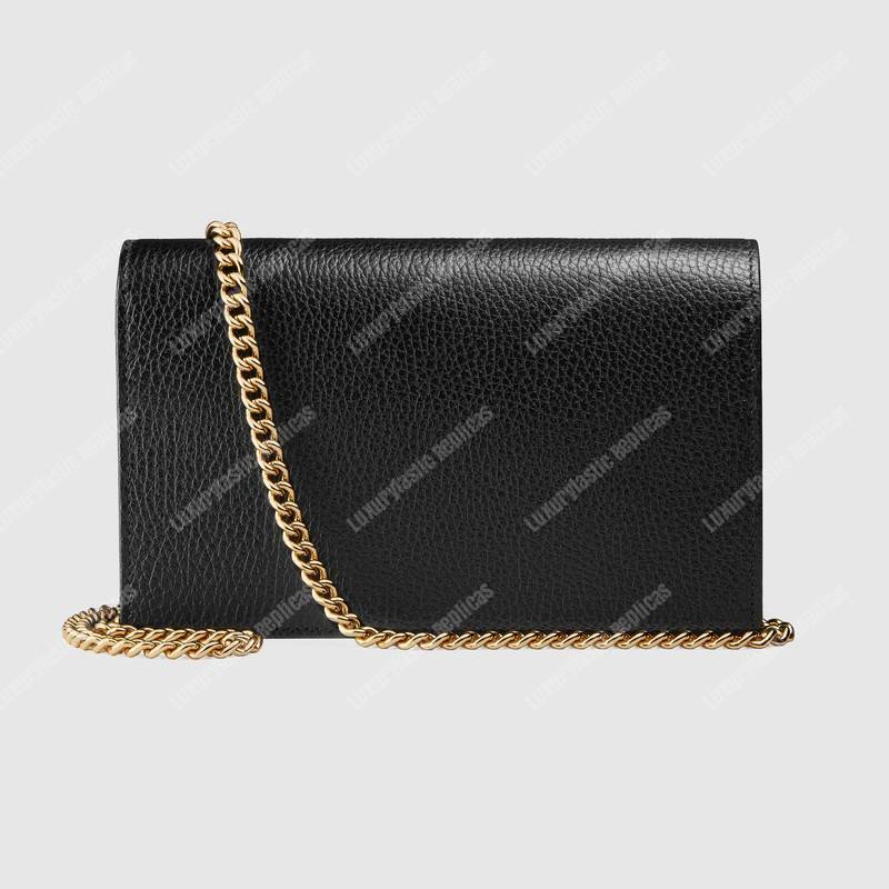 G*u*i gg marmont leather mini chain flap bag black