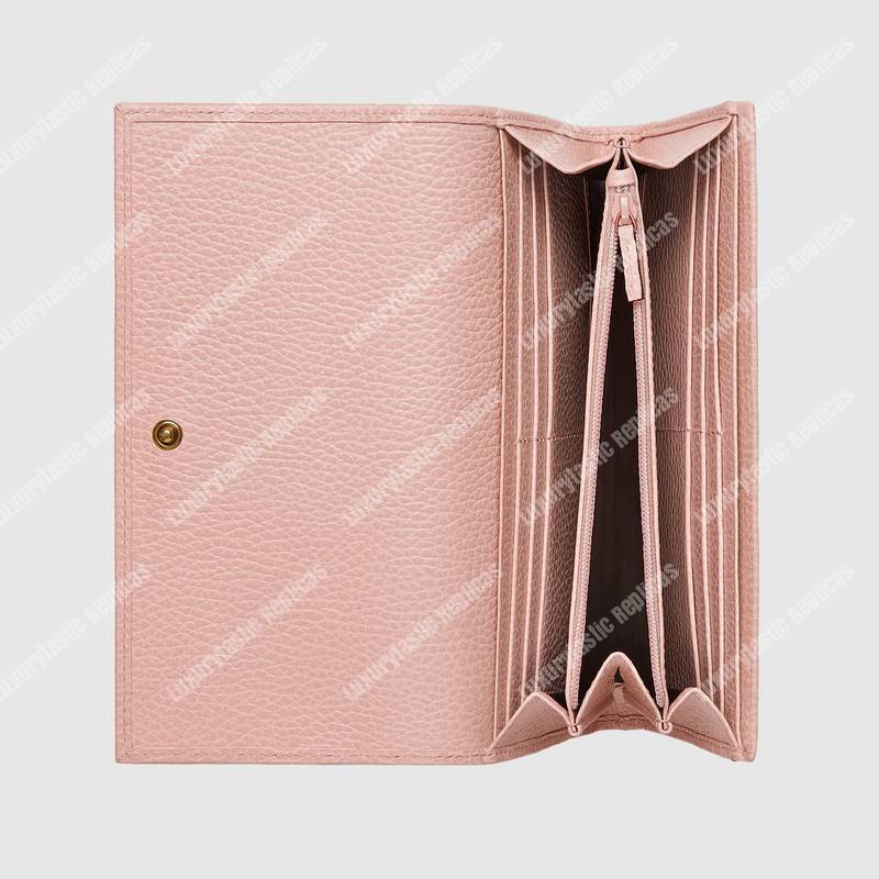 G*u*i gg leather continental wallet with butterfly light pink