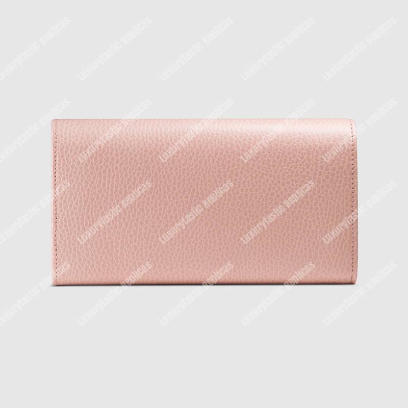 G*u*i gg leather continental wallet with butterfly light pink