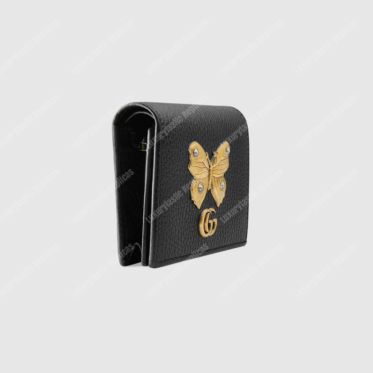 G*u*i gg leather card case with butterfly black
