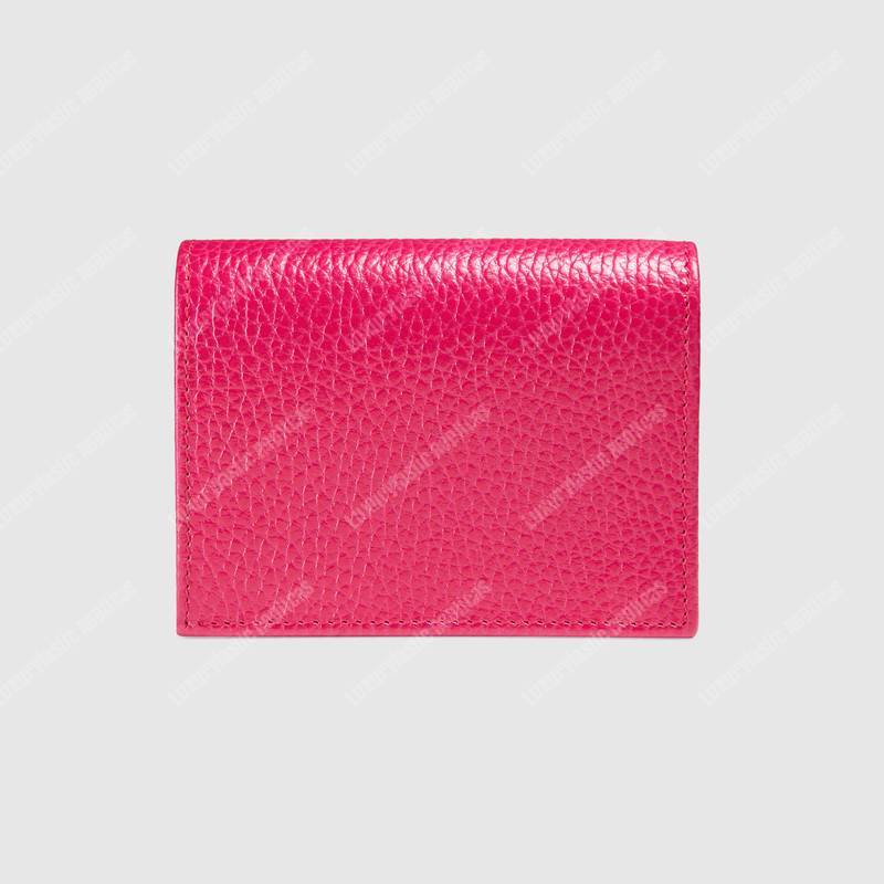 G*u*i gg leather card case with butterfly bright pink