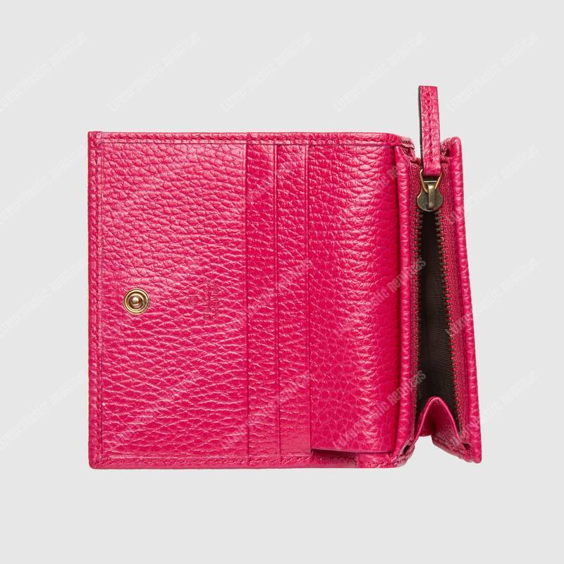 G*u*i gg leather card case with butterfly bright pink