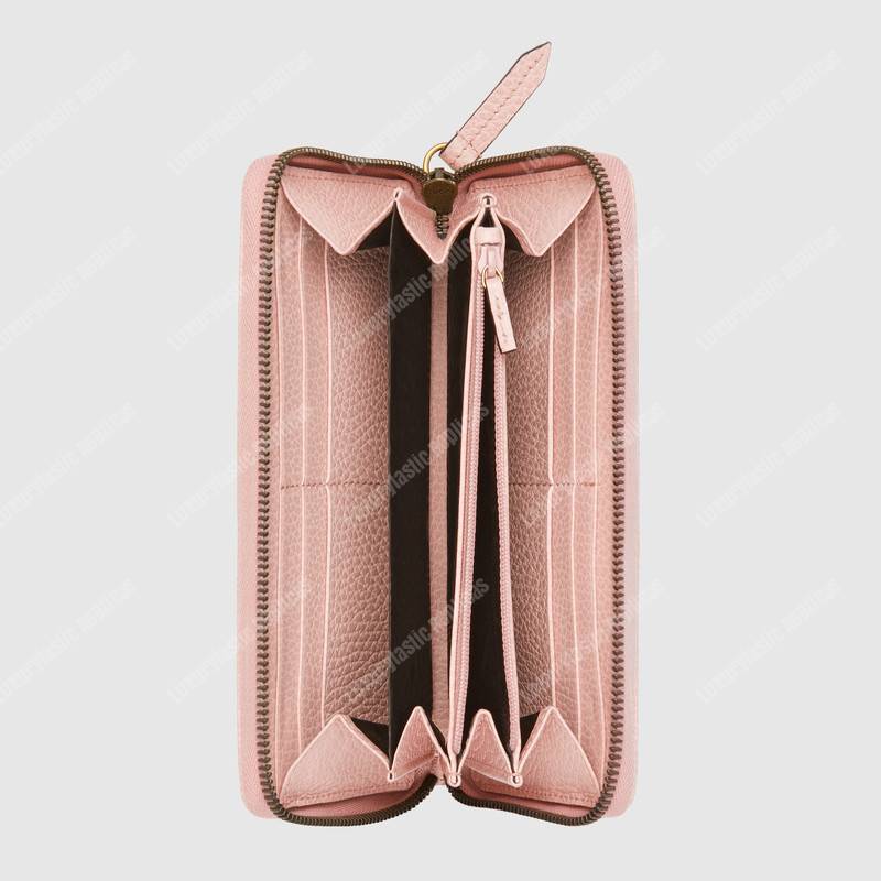 G*u*i gg leather zip around wallet with butterfly light pink
