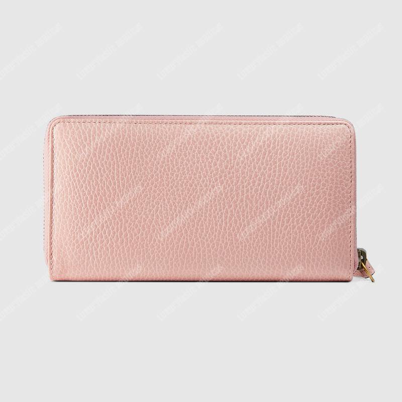 G*u*i gg leather zip around wallet with butterfly light pink