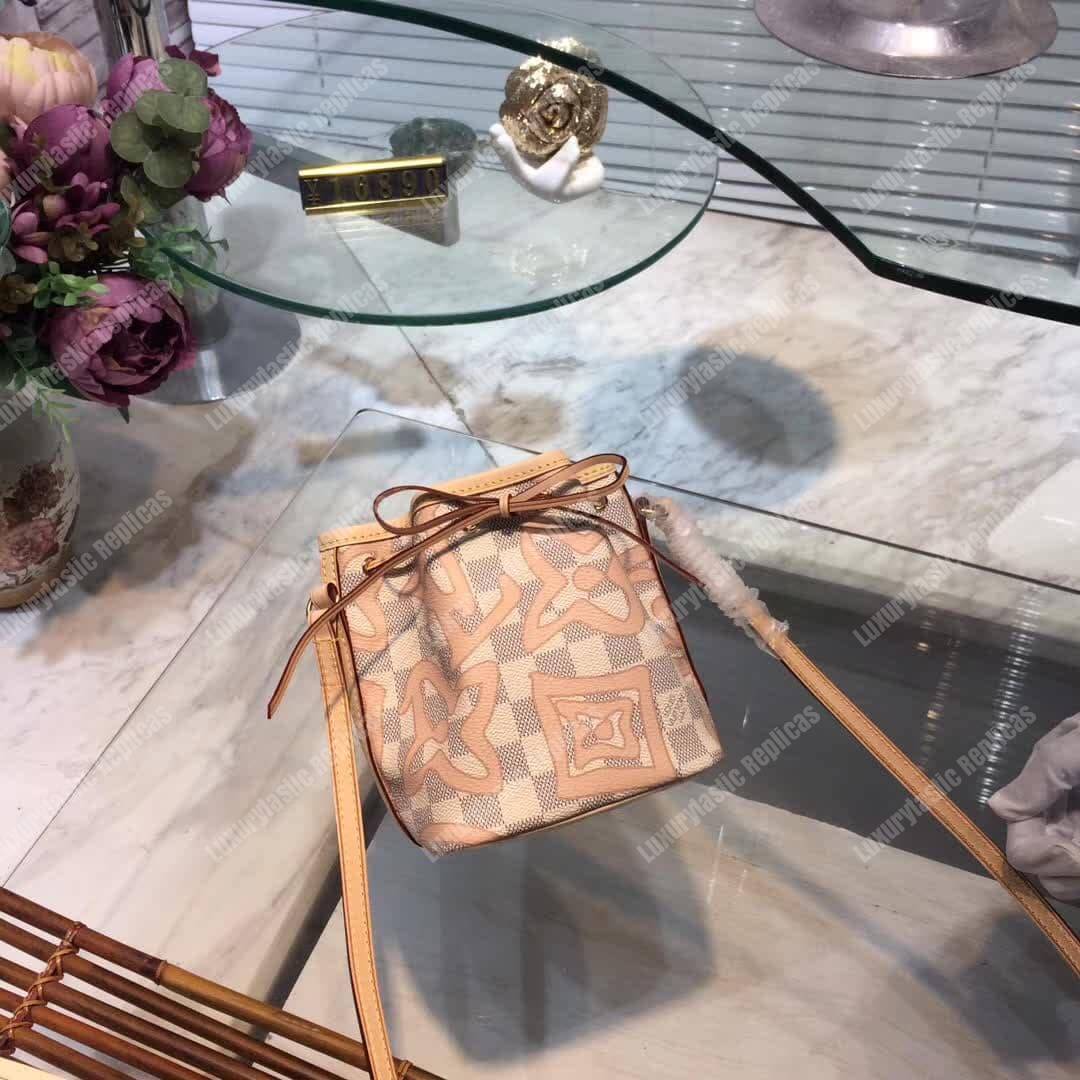 LV Nano Noe Shoulder Bag Damier Azur Canvas