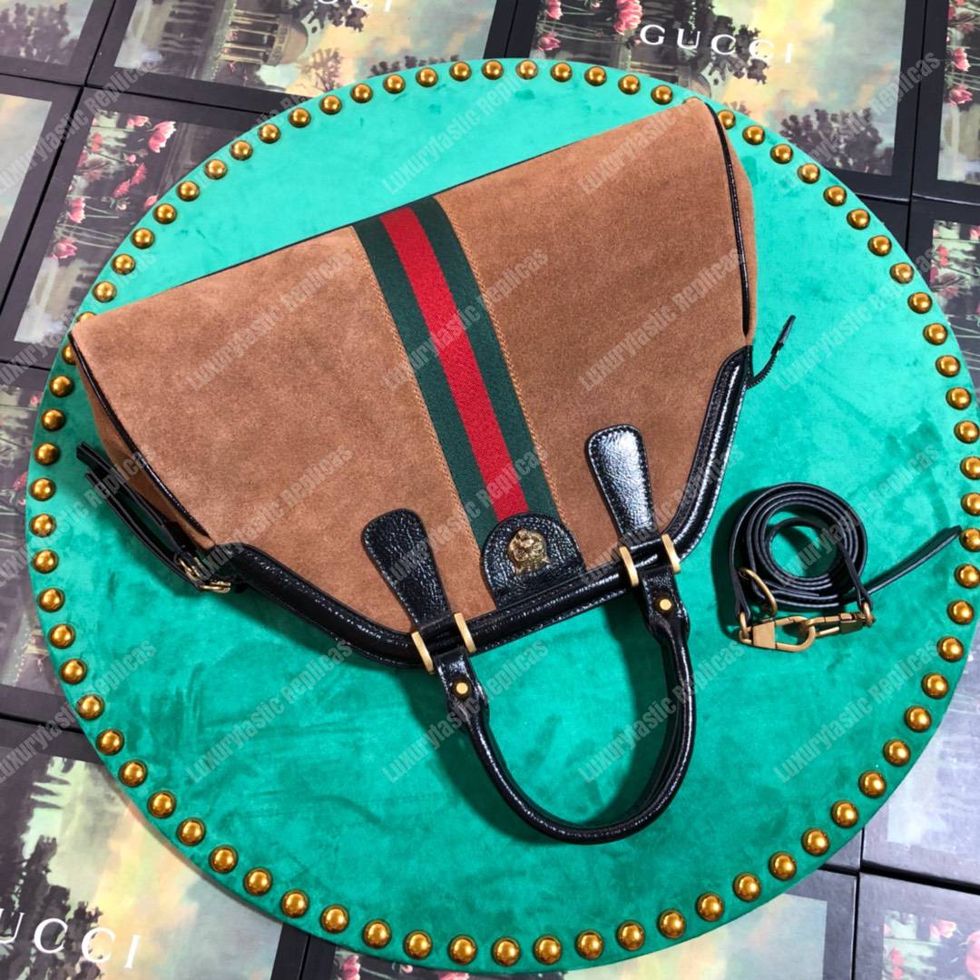 G*u*i re(belle) medium shoulder bag suede brown