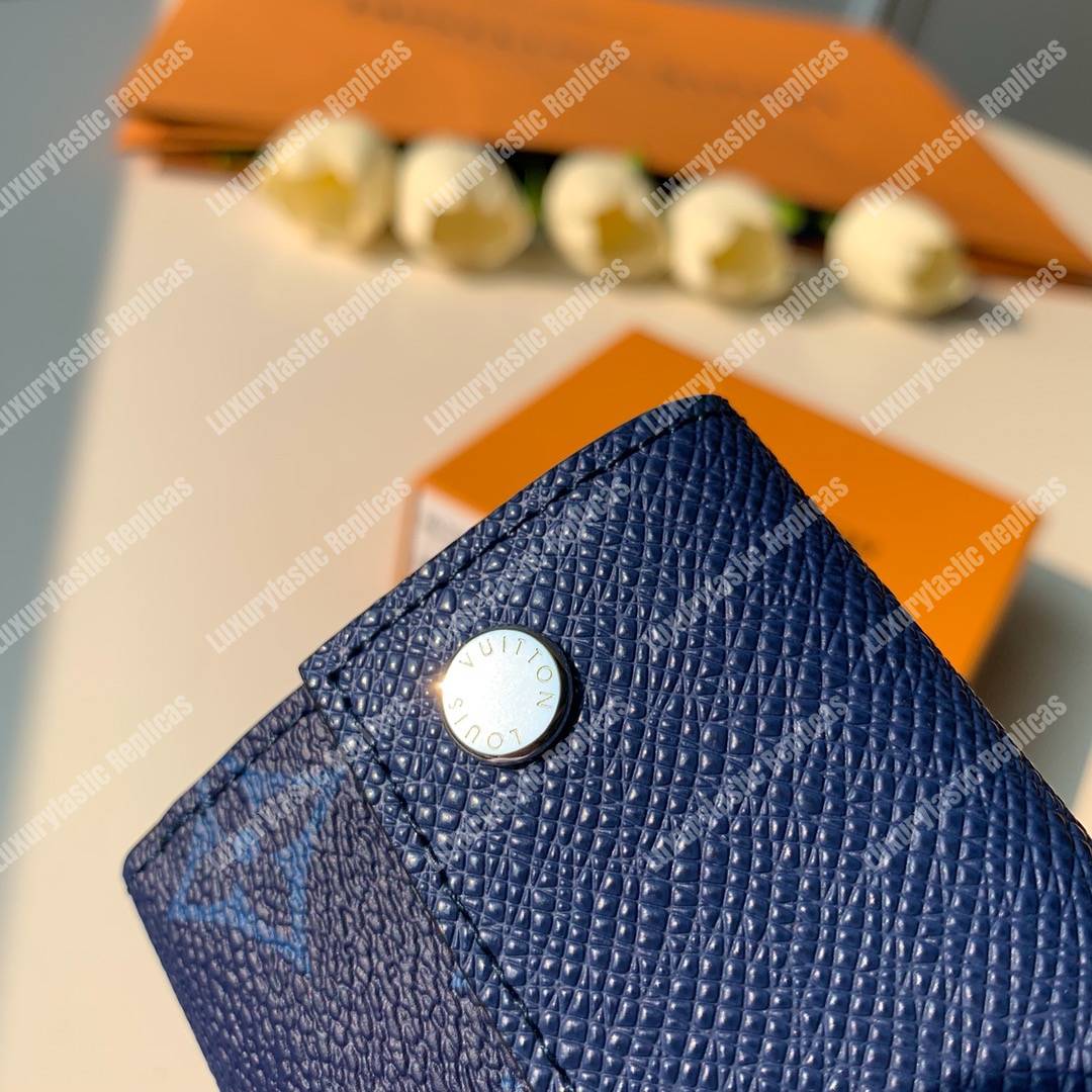 LV Discovery Compact Wallet K45 Taiga Monogram Cobalt