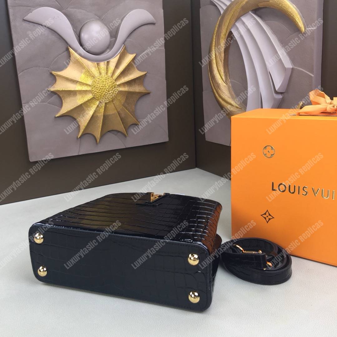 LV Capucines BB Crocodilien Brillant Noir