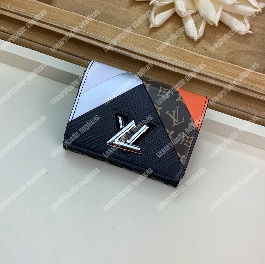 LV Twist Compact Wallet Epi Leather Monogram Noir Tan