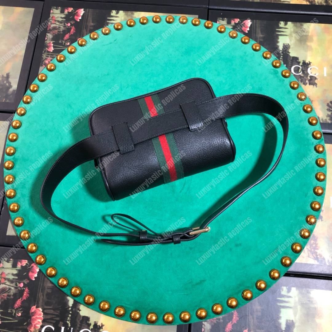 G*u*i ophidia black leather small belt bag