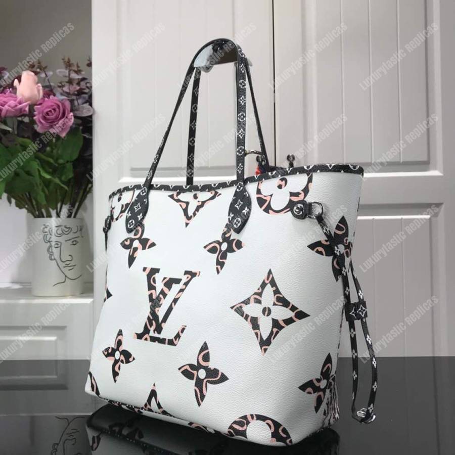 LV Neverfull MM Giant Jungle Print Ivoire