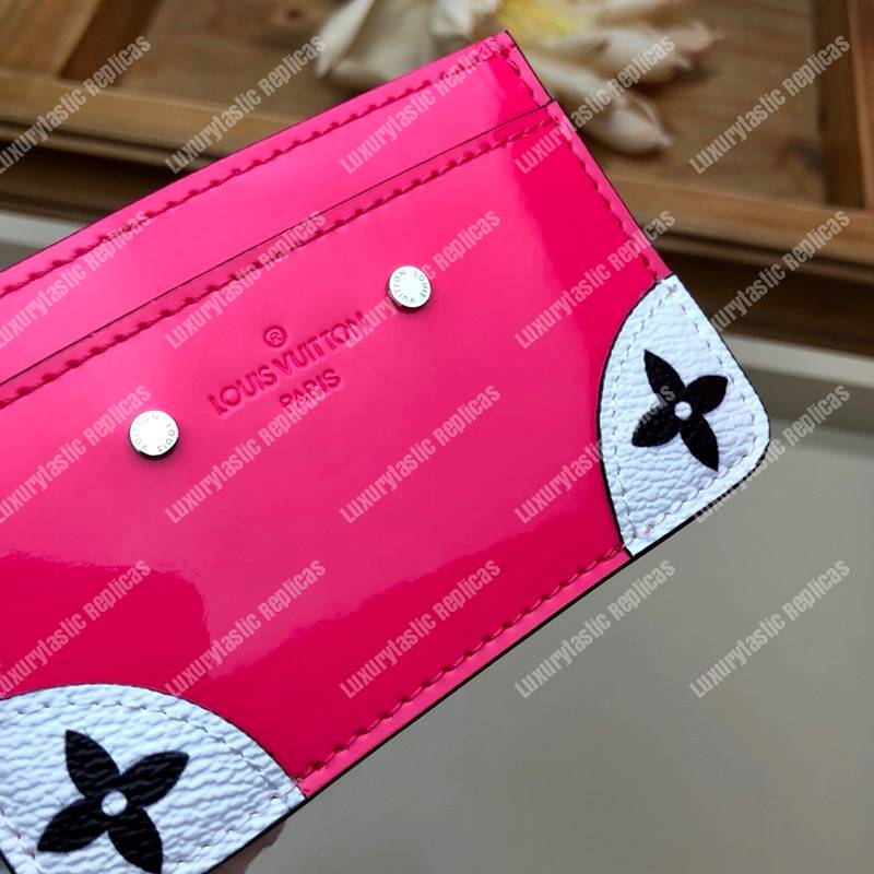 LV Venice Card Holder Patent Leather Monogram Berlingot Pink