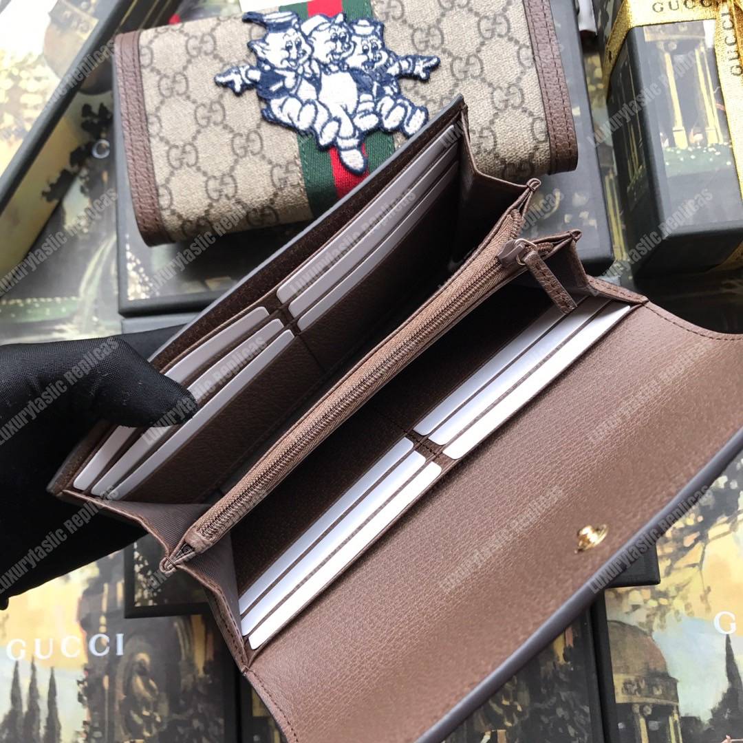 G*u*i ophidia gg continental wallet with three little pigs