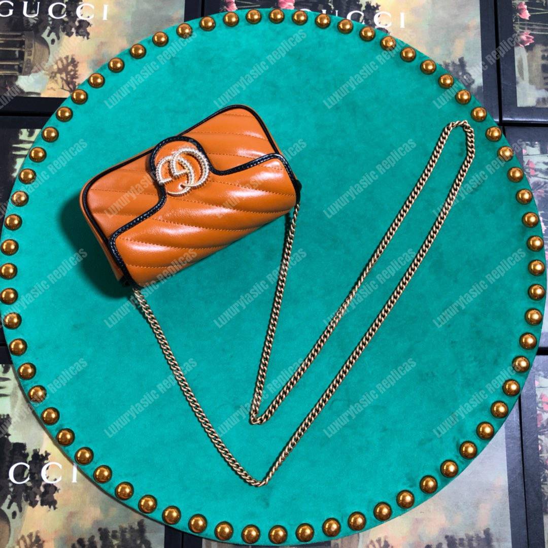 G*u*i gg marmont super mini bag cognac matelassé