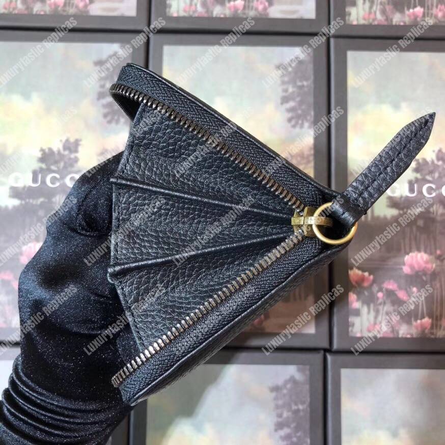 G*u*i garden leather zip around wallet black with butterfly