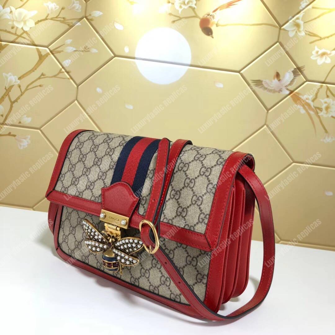 G*u*i queen margaret gg sup*e medium shoulder bag red