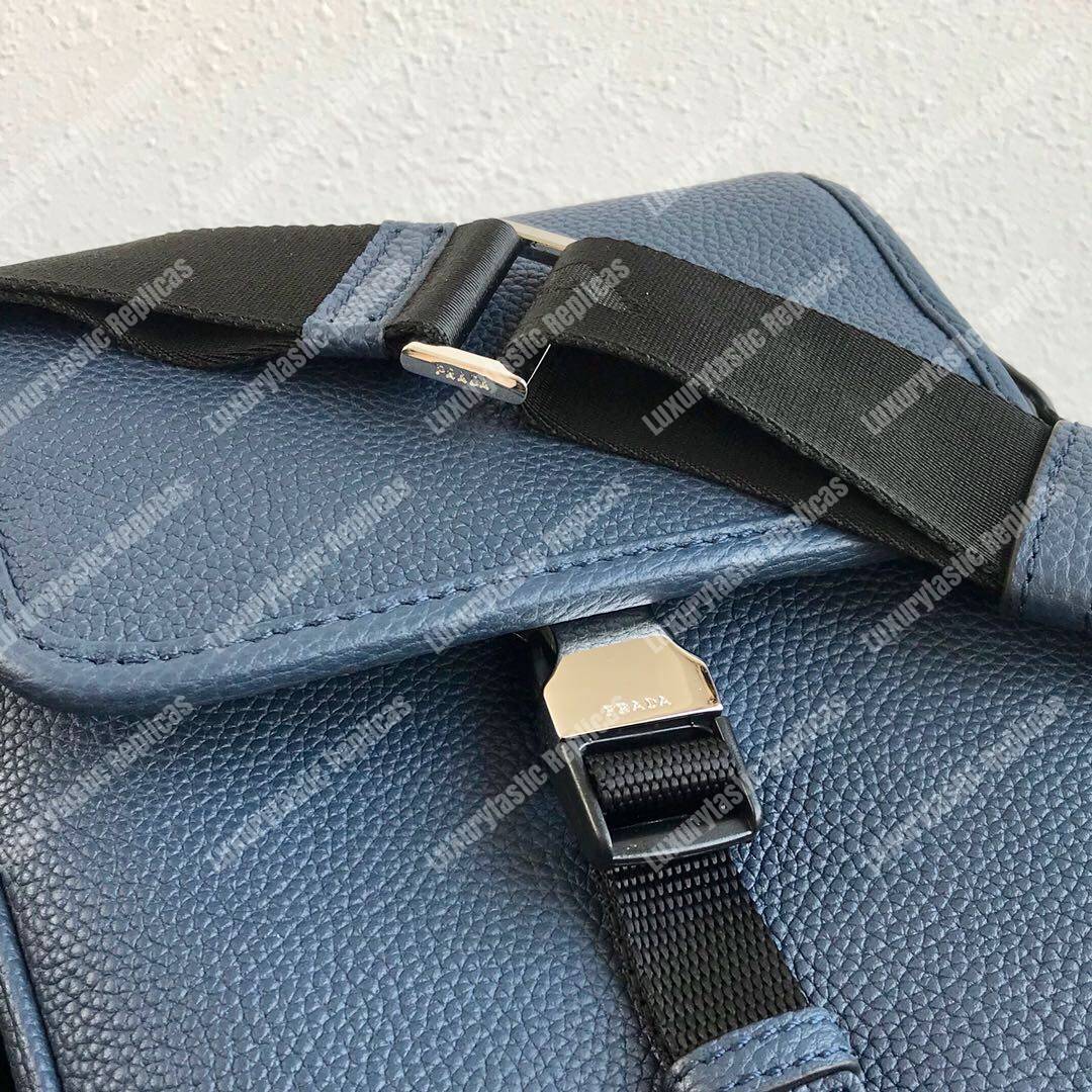 Pra*a saffiano leather shoulder bag blue