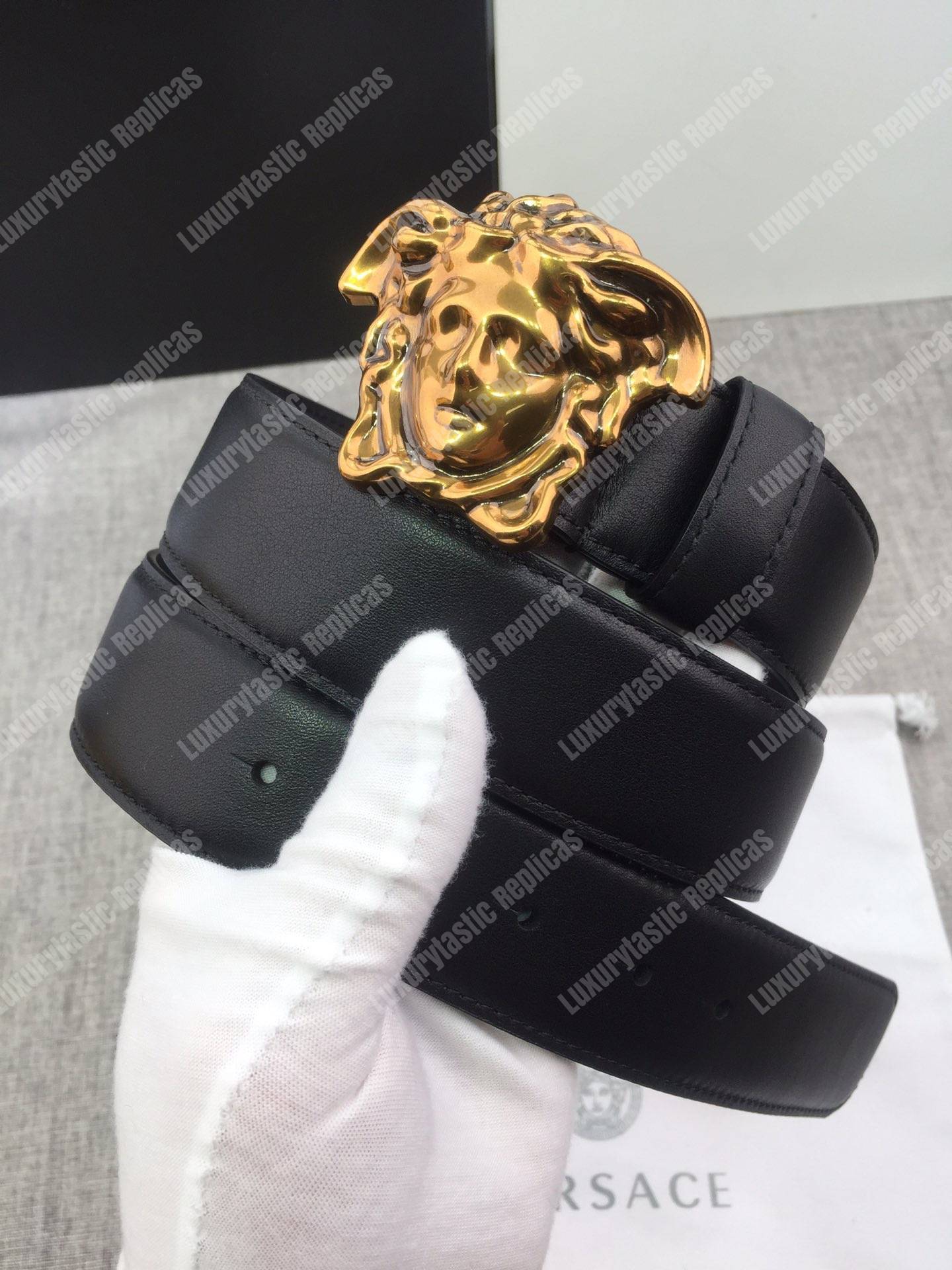 Versace Palazzo Belt with Brass Medusa Buckle
