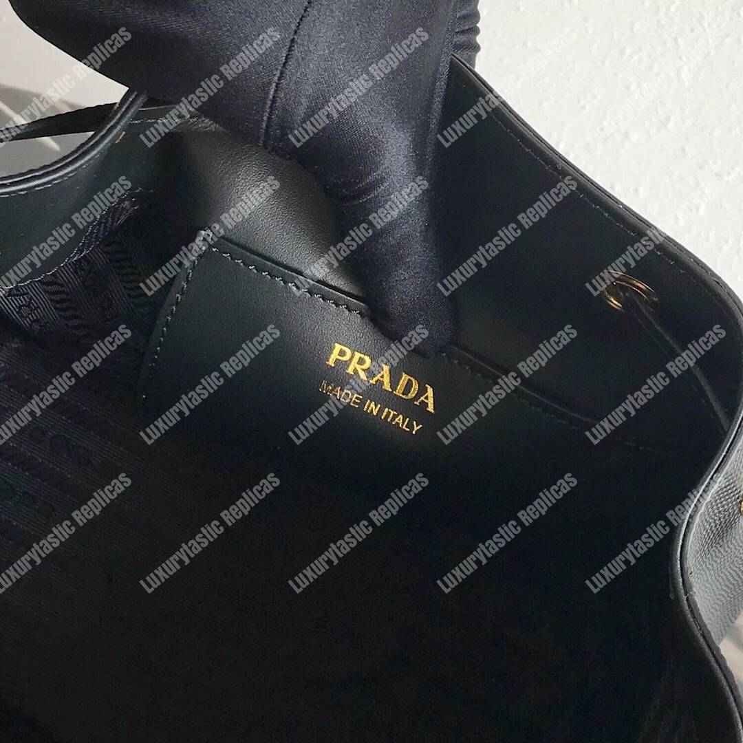 Pra*a saffiano leather bucket bag black